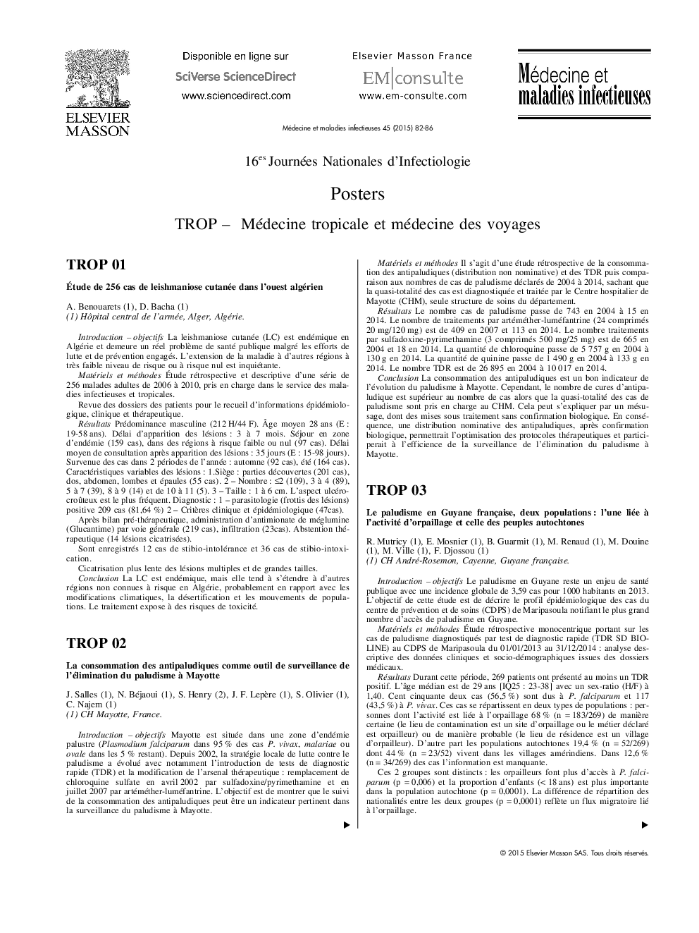 TROP - Médecine tropicale et médecine des voyages