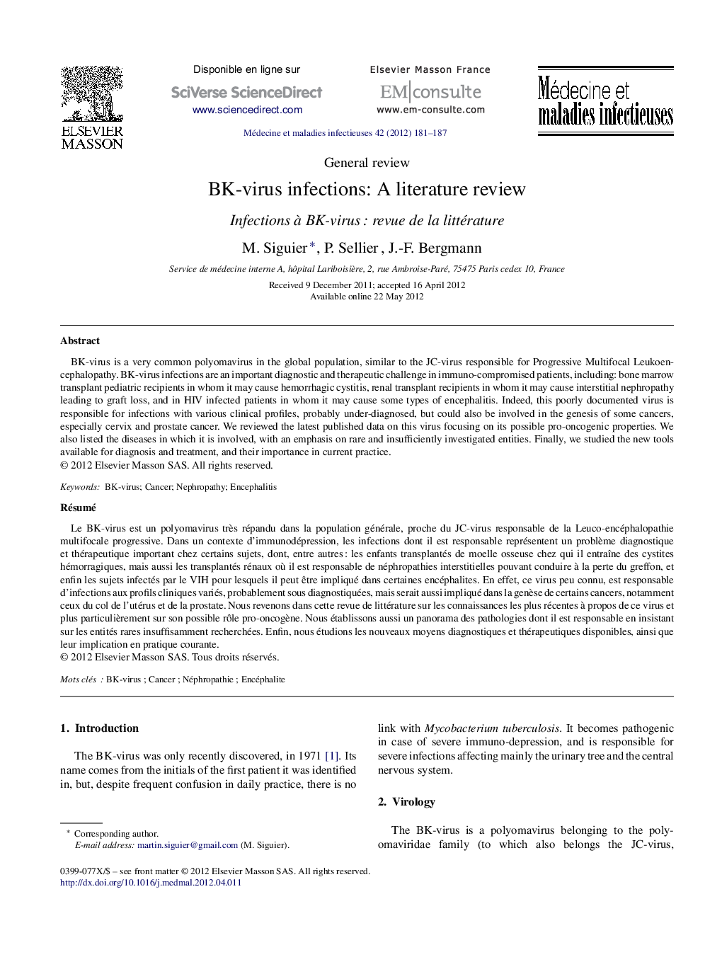 BK-virus infections: A literature review