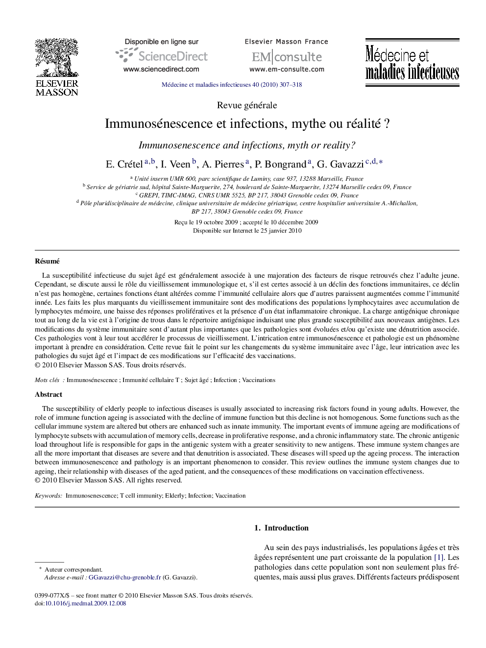 Immunosénescence et infections, mythe ou réalité ?