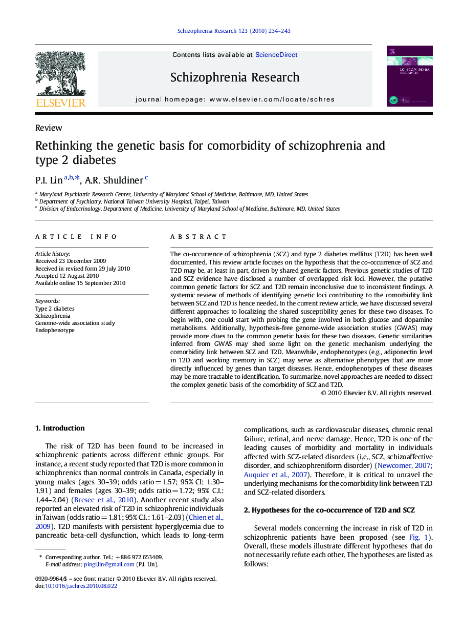 Rethinking the genetic basis for comorbidity of schizophrenia and type 2 diabetes
