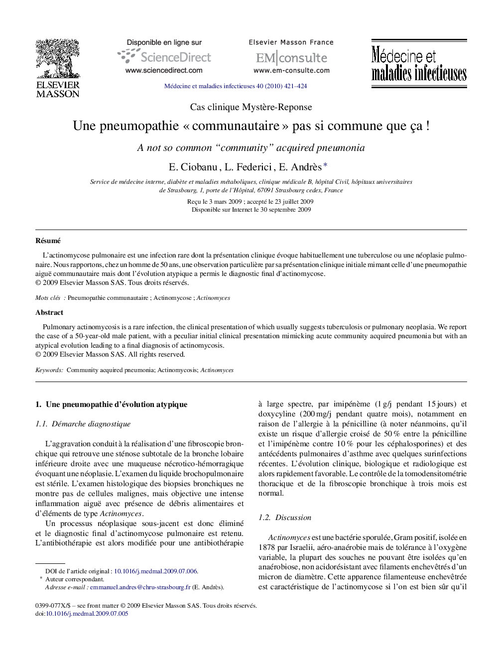 Une pneumopathie « communautaire » pas si commune que ça !