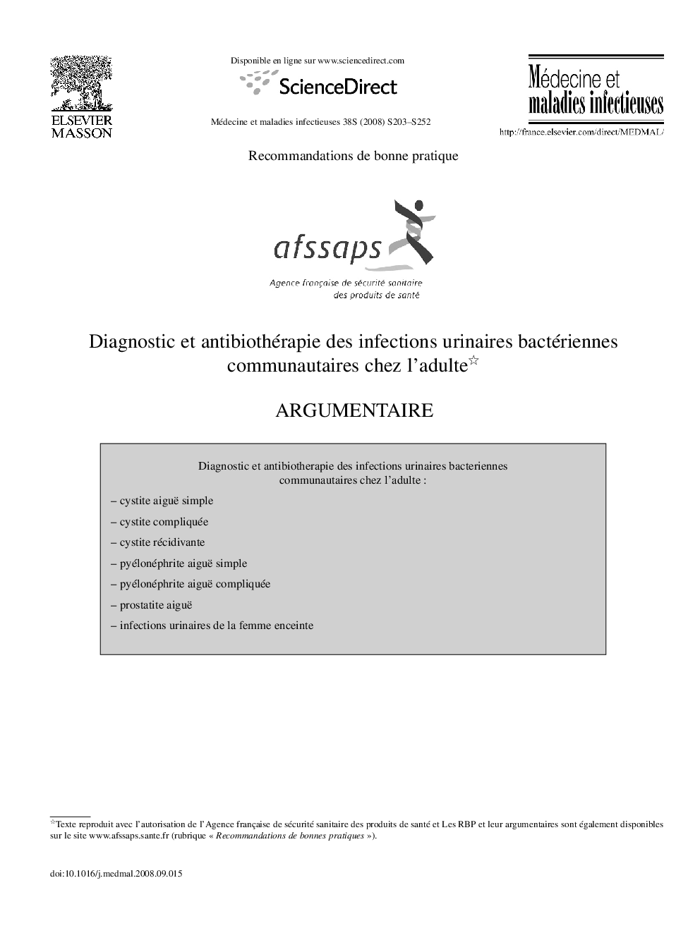 Diagnostic et antibiothérapie des infections urinaires bactériennes communautaires chez l'adulte