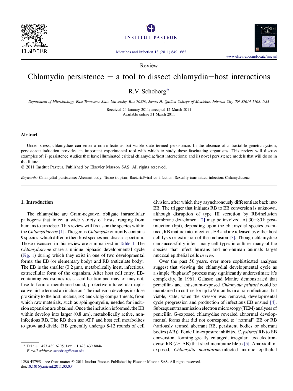 Chlamydia persistence – a tool to dissect chlamydia–host interactions