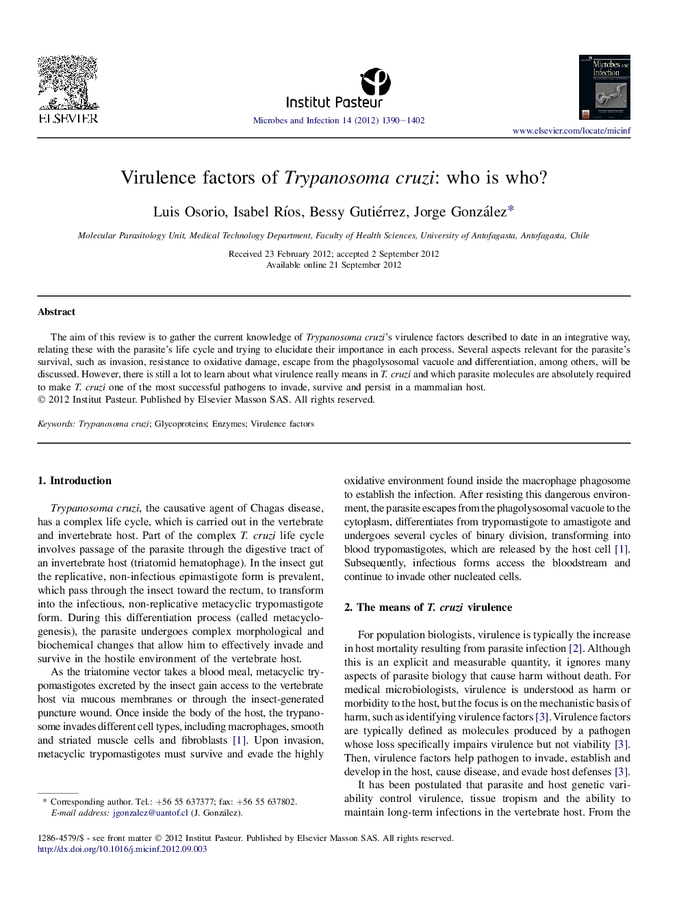 Virulence factors of Trypanosoma cruzi: who is who?