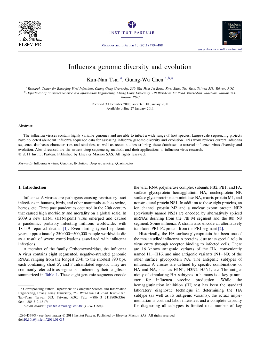 Influenza genome diversity and evolution