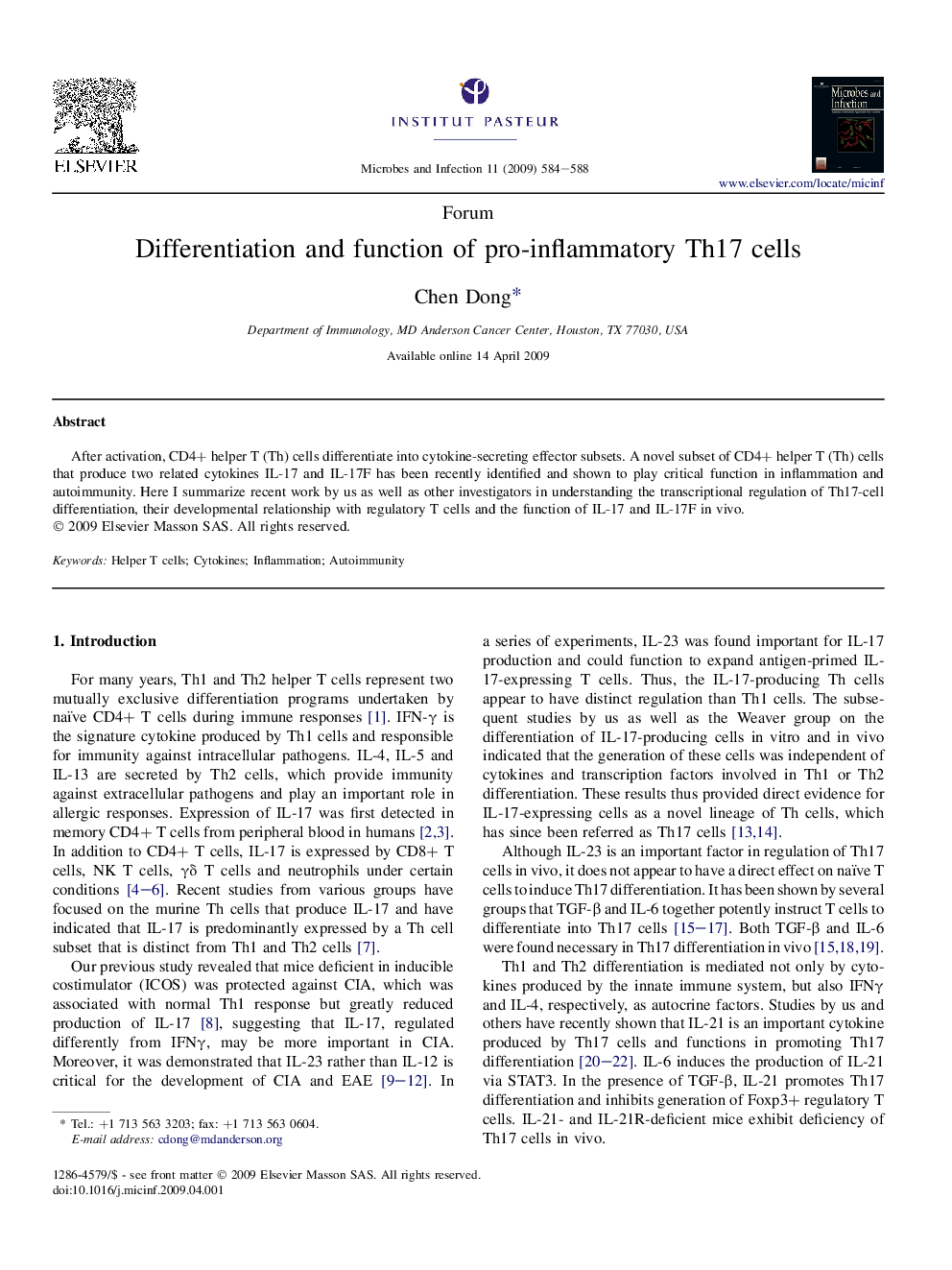 Differentiation and function of pro-inflammatory Th17 cells