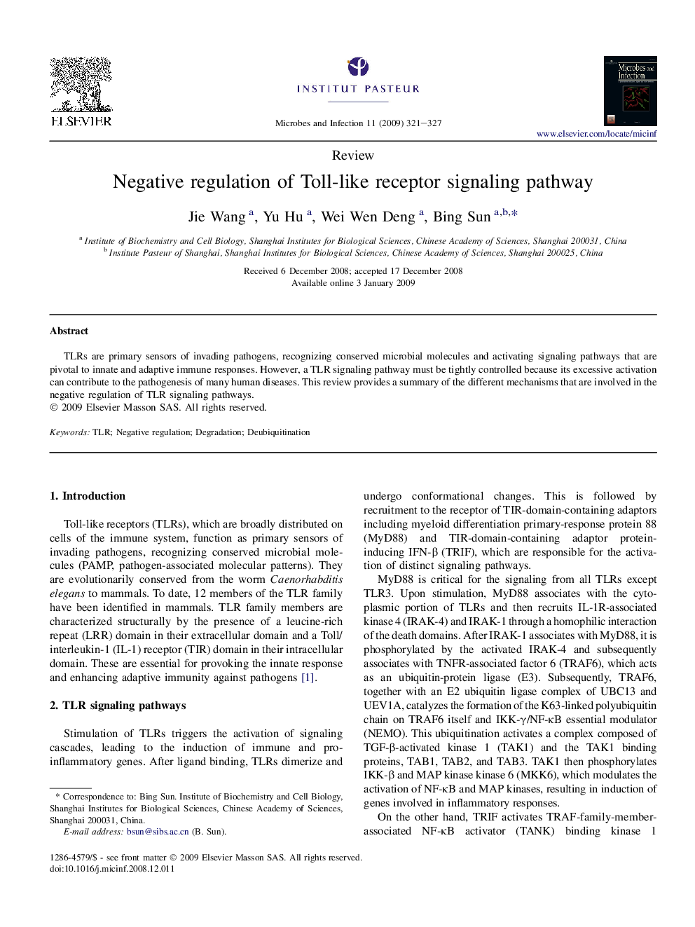 Negative regulation of Toll-like receptor signaling pathway