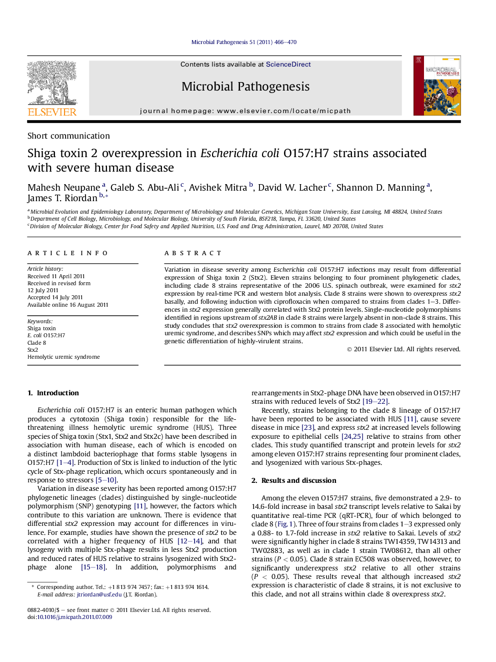 Shiga toxin 2 overexpression in Escherichia coli O157:H7 strains associated with severe human disease