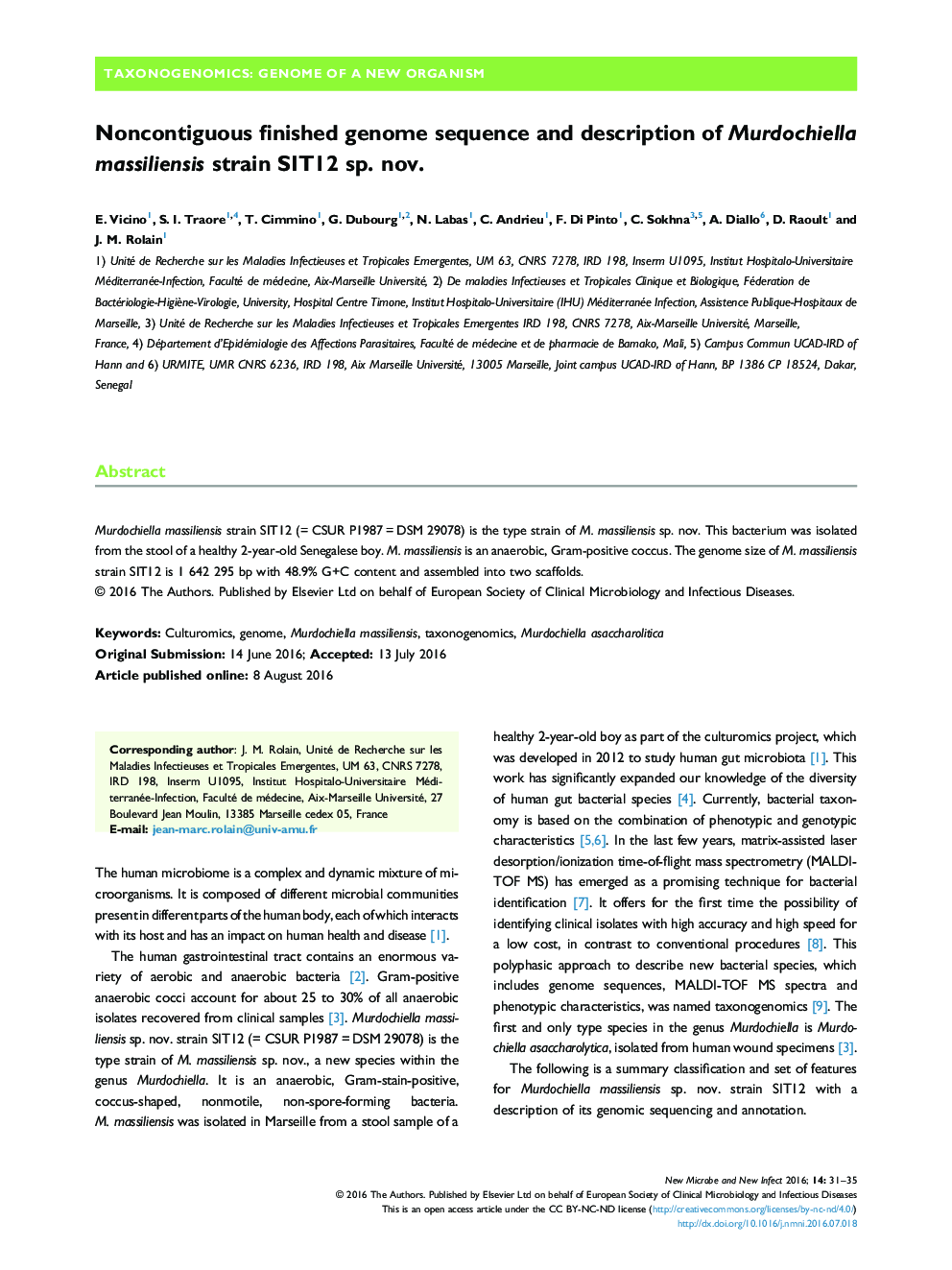 Noncontiguous finished genome sequence and description of Murdochiella massiliensis strain SIT12 sp. nov.