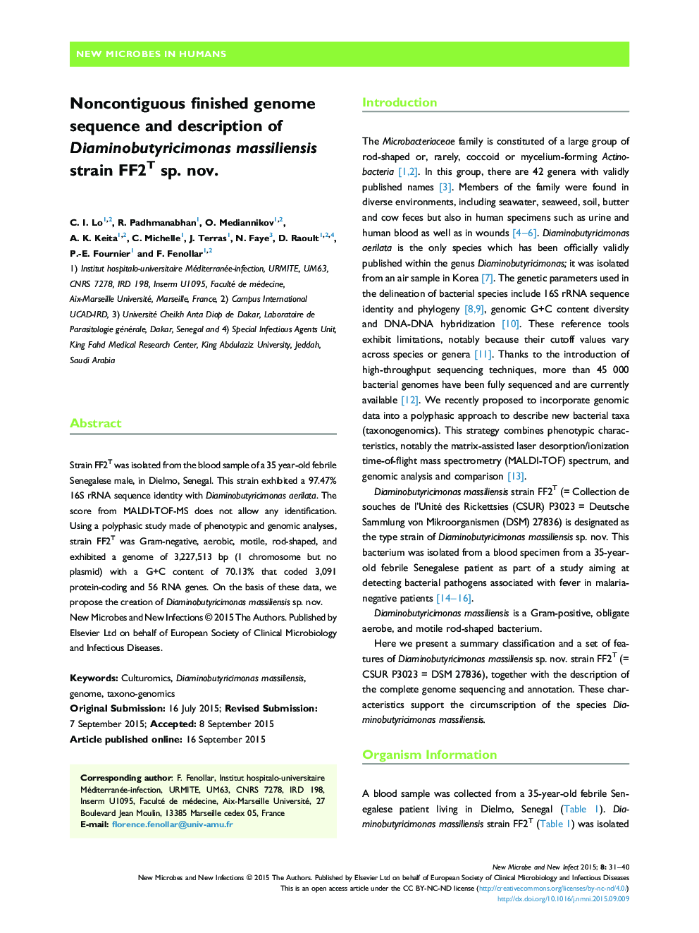 Noncontiguous finished genome sequence and description of Diaminobutyricimonas massiliensis strain FF2T sp. nov.