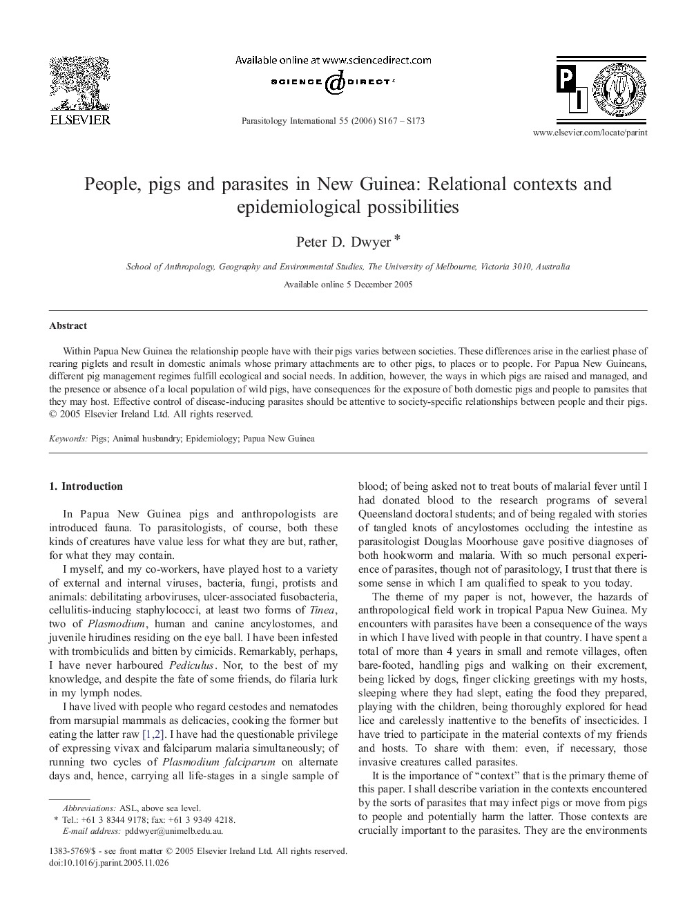 People, pigs and parasites in New Guinea: Relational contexts and epidemiological possibilities