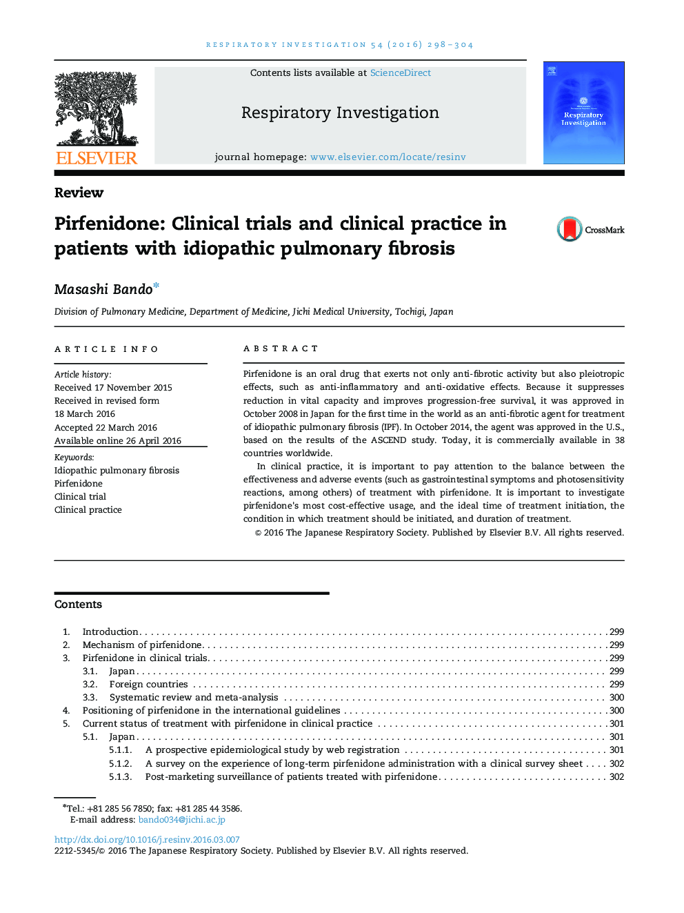 Pirfenidone: Clinical trials and clinical practice in patients with idiopathic pulmonary fibrosis