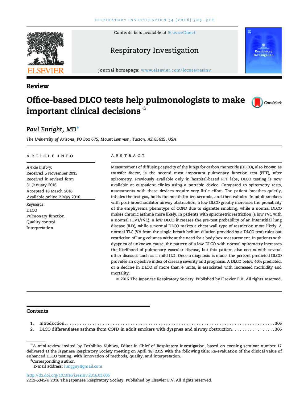 Office-based DLCO tests help pulmonologists to make important clinical decisions 