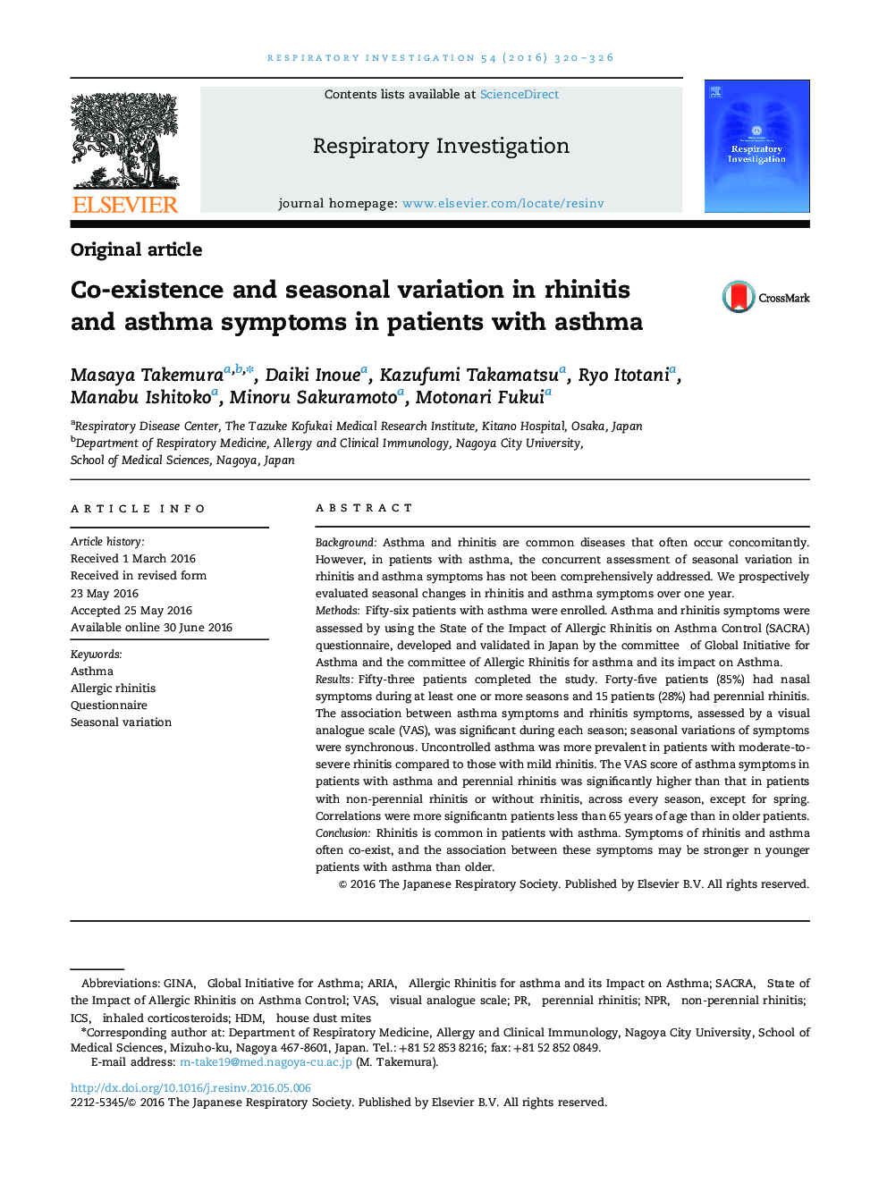 Co-existence and seasonal variation in rhinitis and asthma symptoms in patients with asthma
