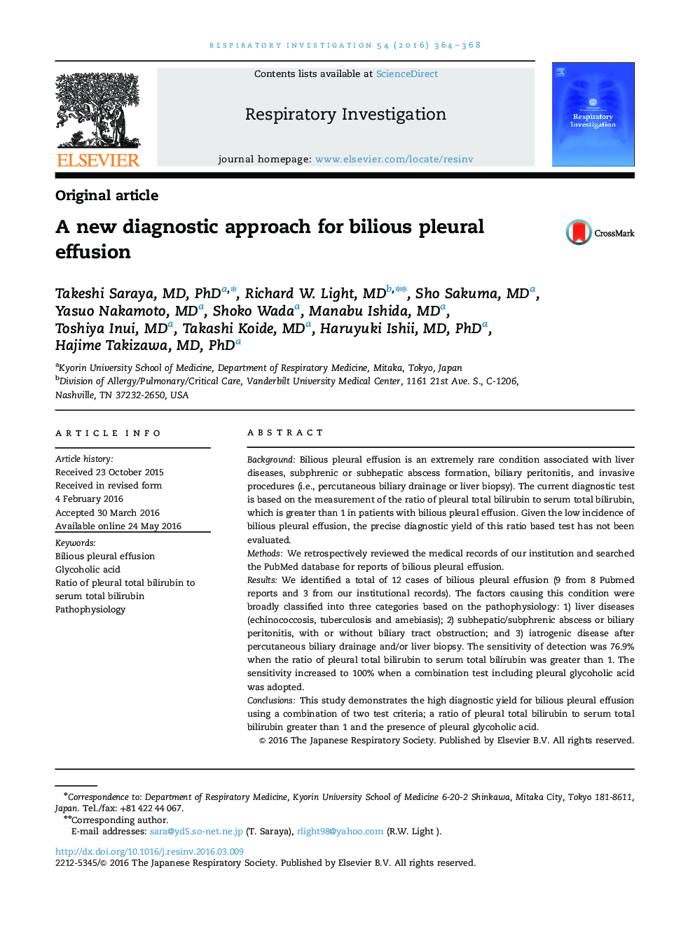 A new diagnostic approach for bilious pleural effusion