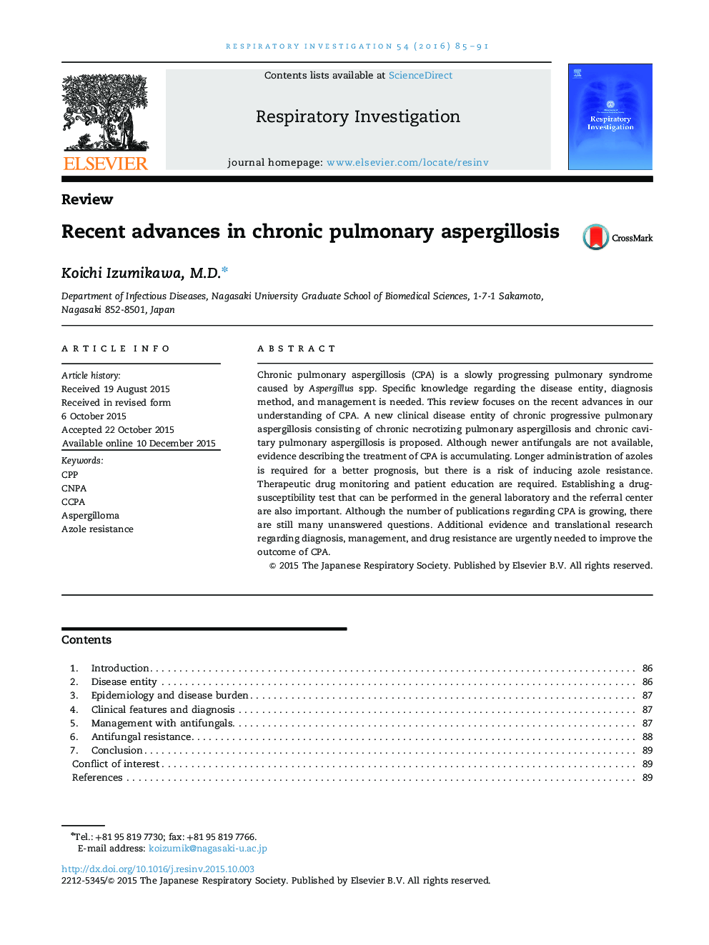 Recent advances in chronic pulmonary aspergillosis