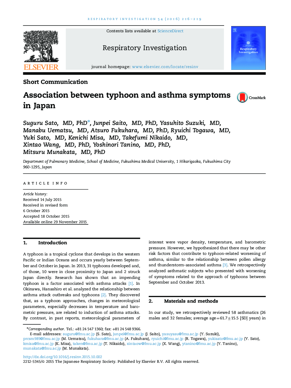 Association between typhoon and asthma symptoms in Japan