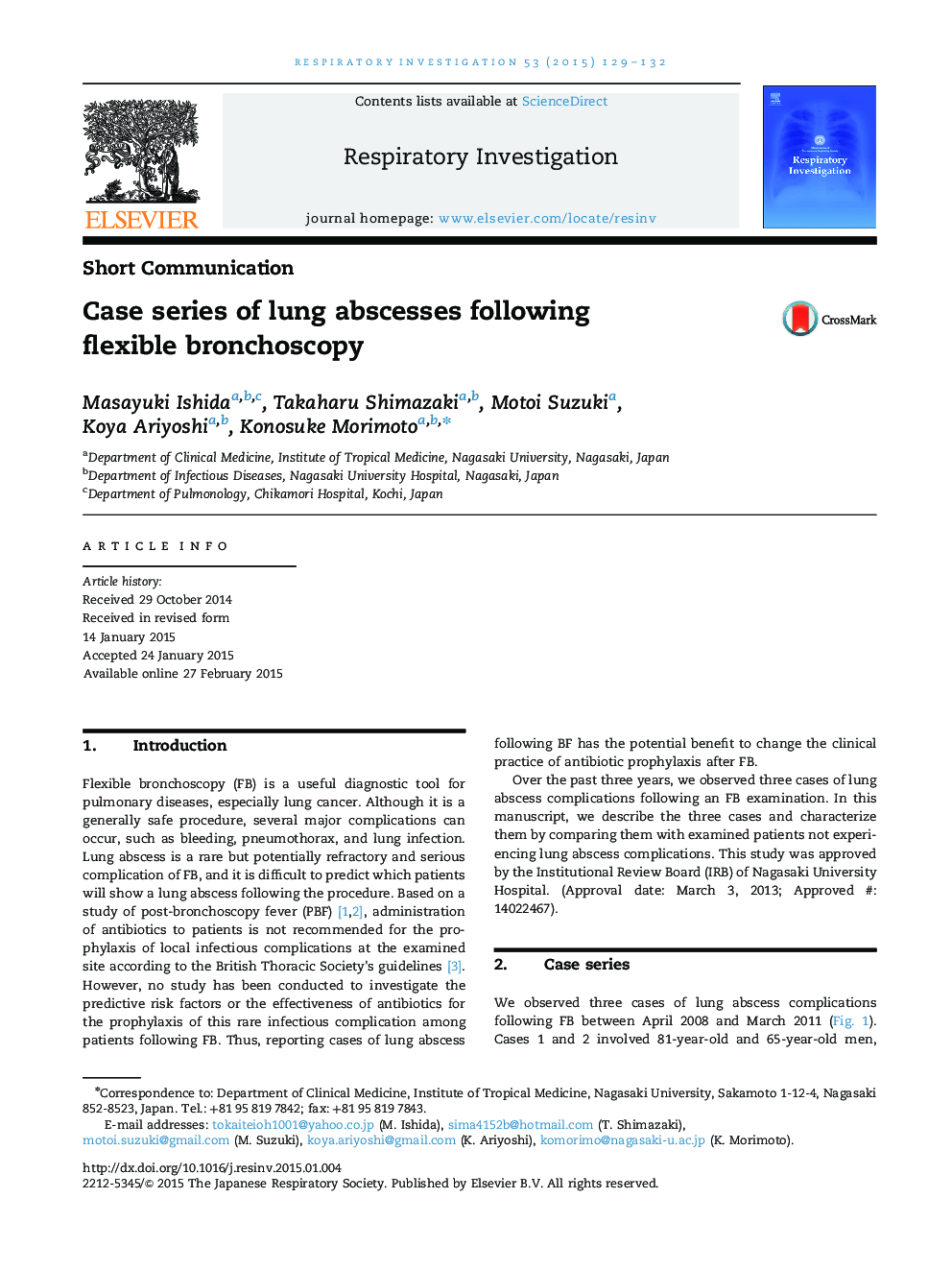 Case series of lung abscesses following flexible bronchoscopy