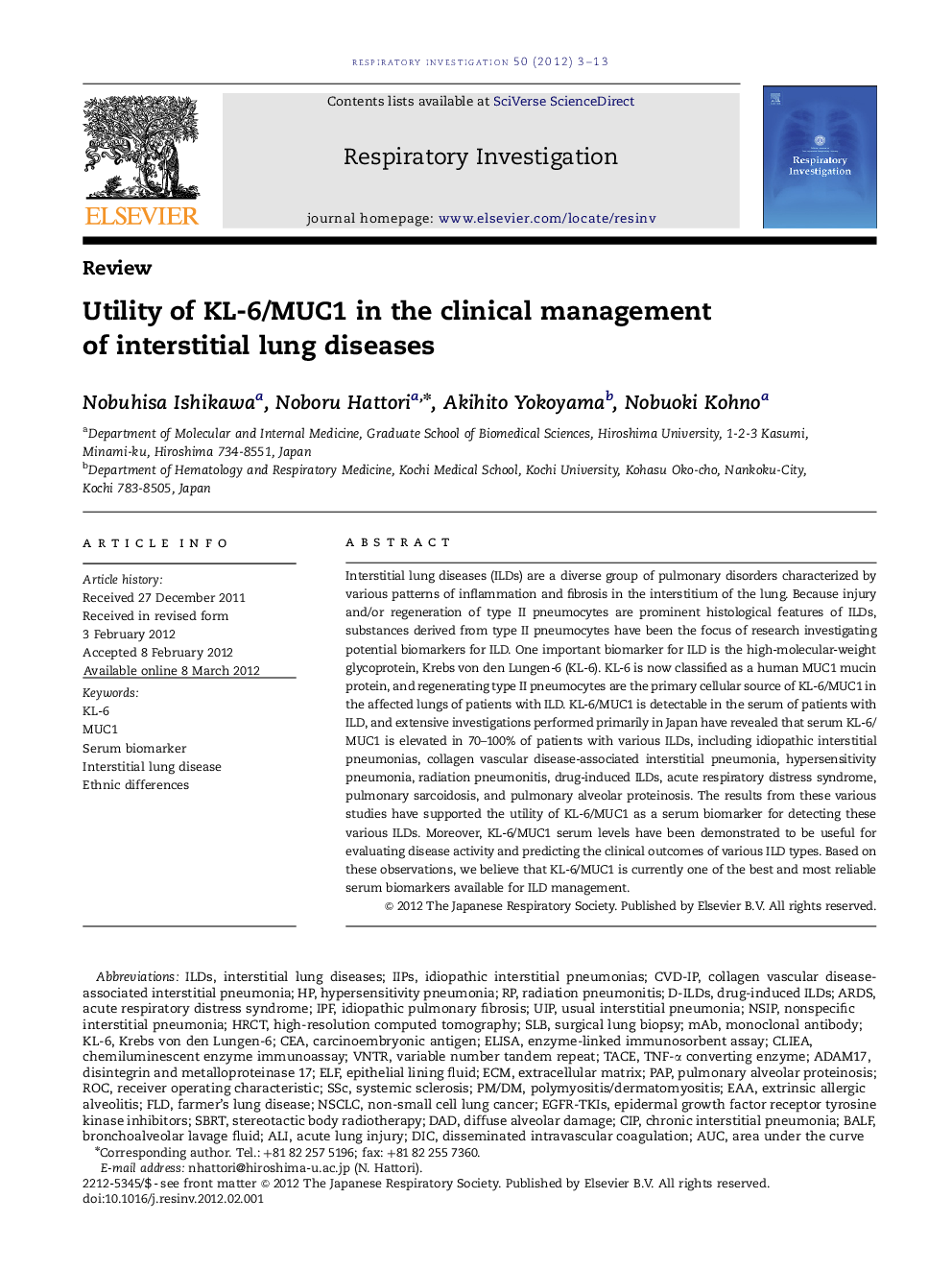 Utility of KL-6/MUC1 in the clinical management of interstitial lung diseases