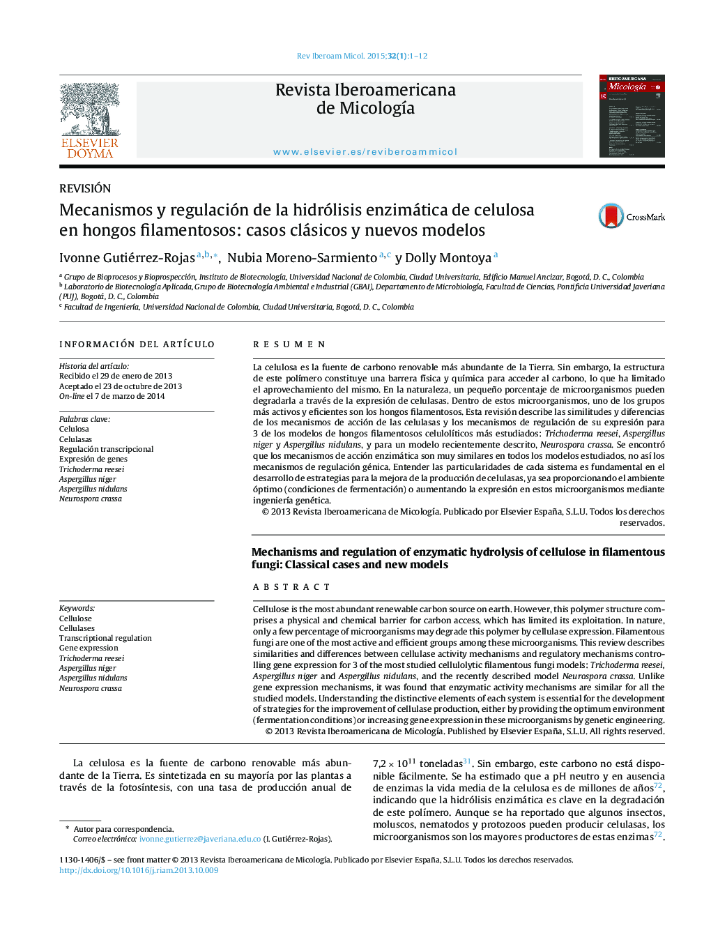 مکانیسم و ​​تنظیم هیدرولیز آنزیمی سلولز در قارچ های رشته ای: موارد کلاسیک و مدل های جدید 