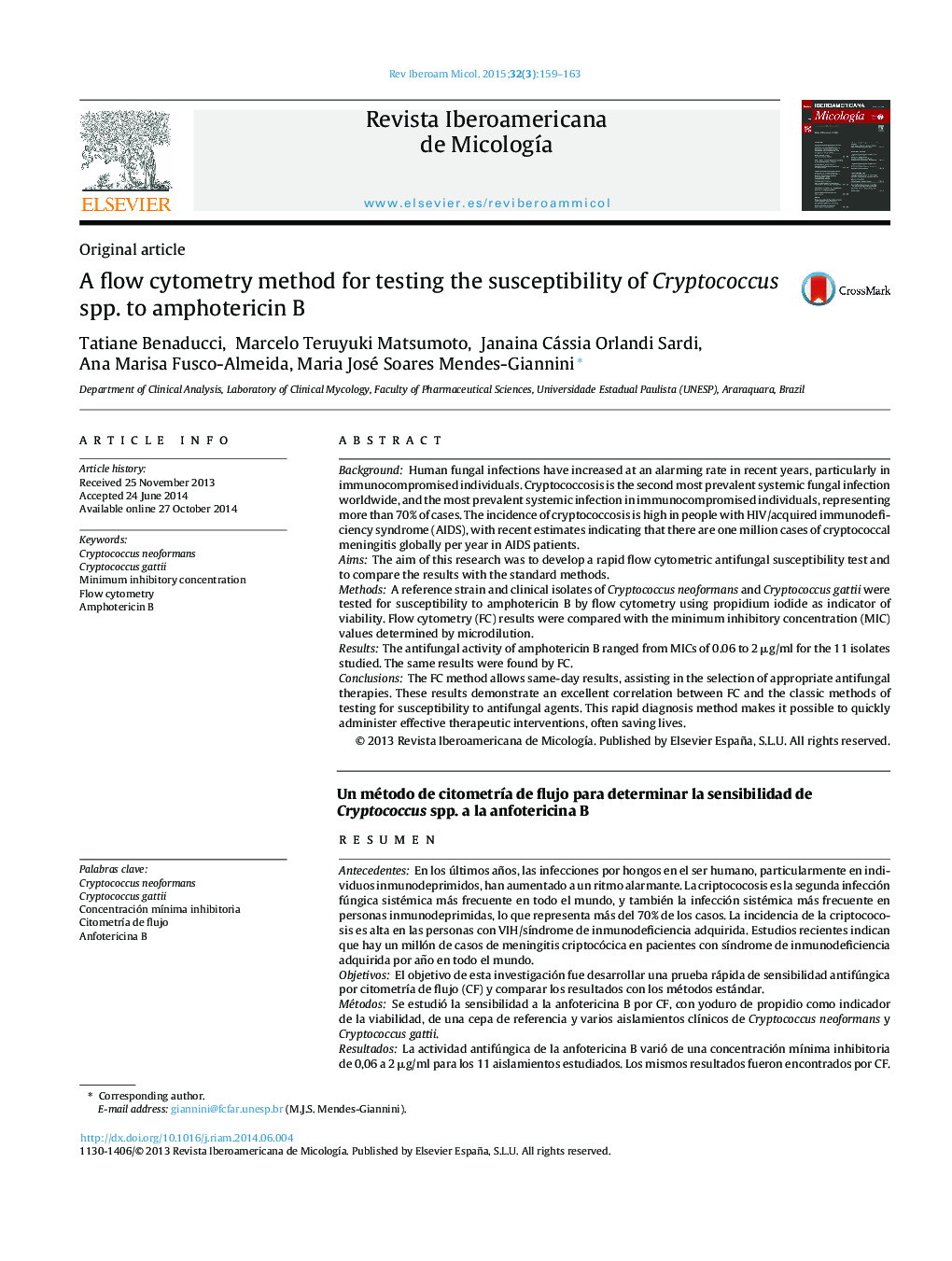 A flow cytometry method for testing the susceptibility of Cryptococcus spp. to amphotericin B