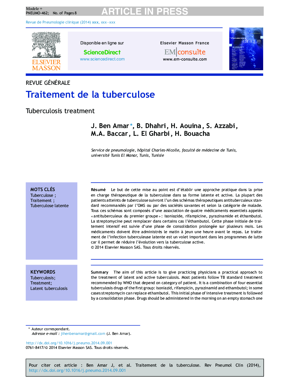 Traitement de la tuberculose