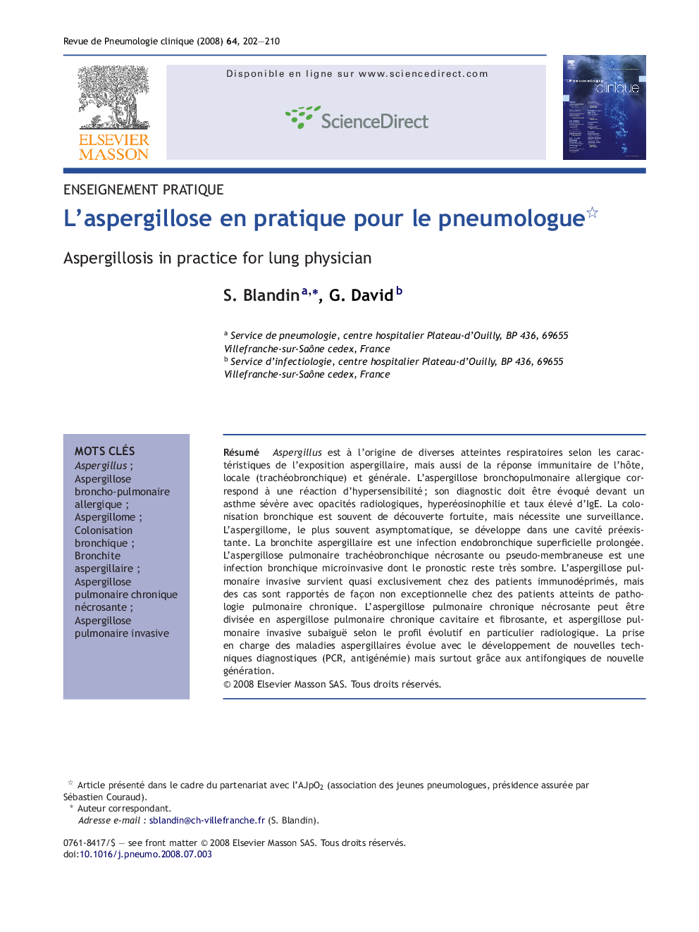 L'aspergillose en pratique pour le pneumologue