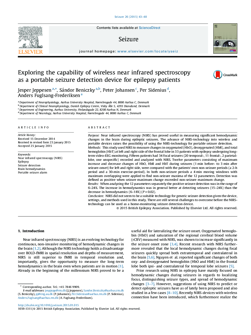 Exploring the capability of wireless near infrared spectroscopy as a portable seizure detection device for epilepsy patients