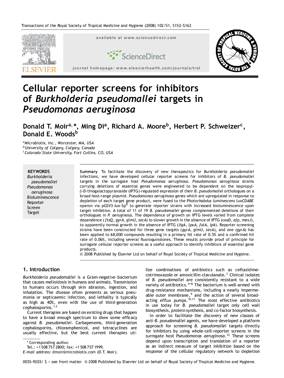 Cellular reporter screens for inhibitors of Burkholderia pseudomallei targets in Pseudomonas aeruginosa 