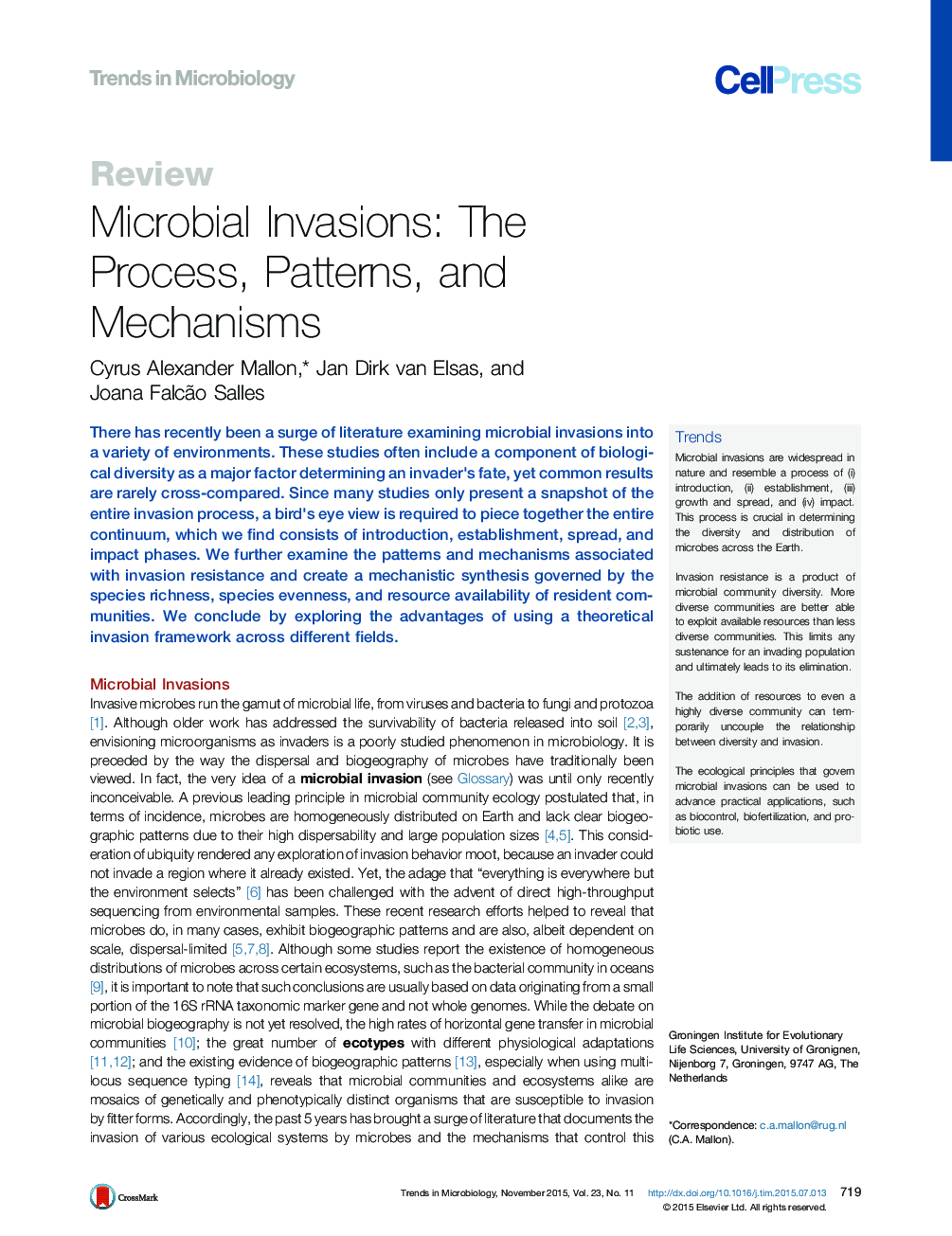 Microbial Invasions: The Process, Patterns, and Mechanisms
