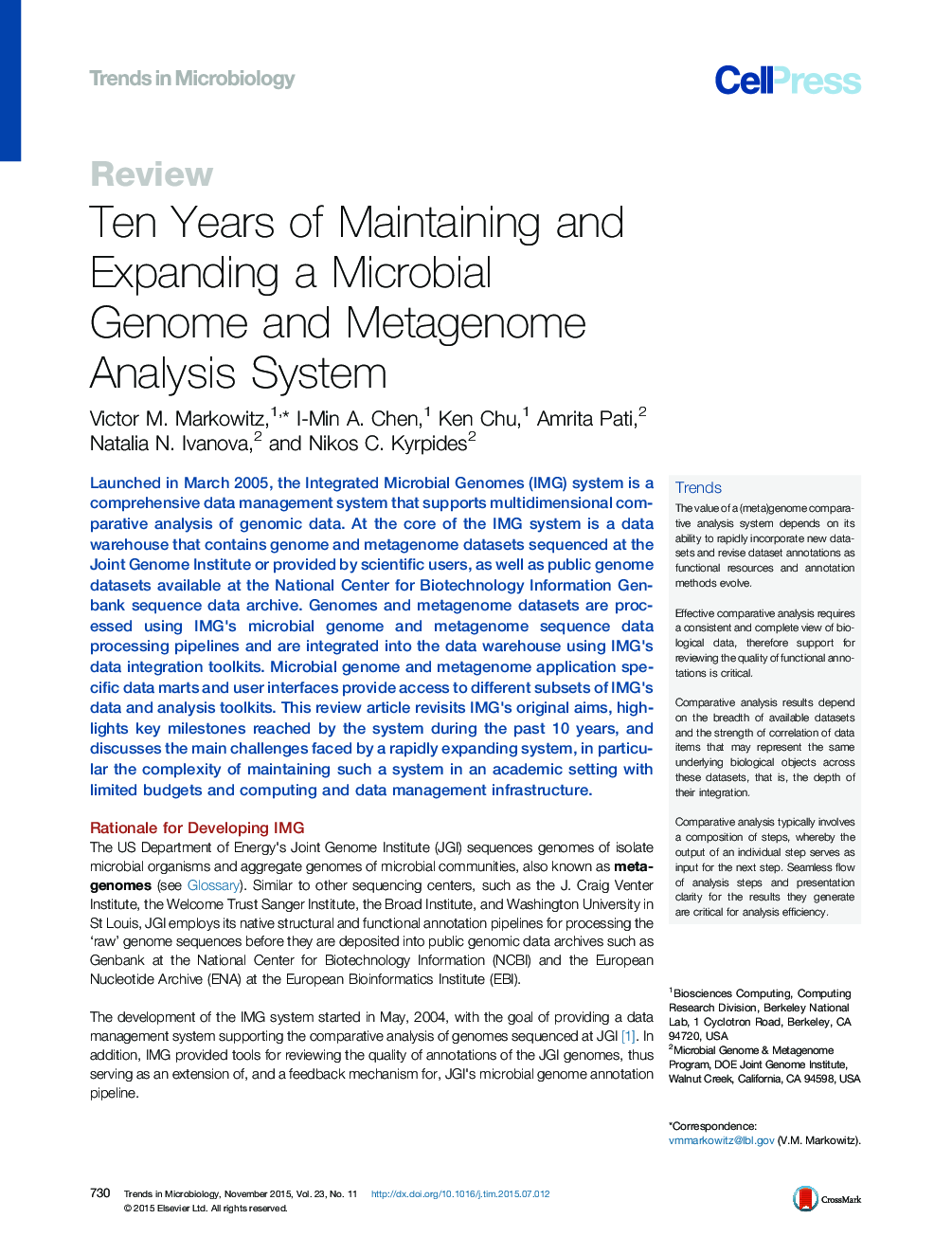 Ten Years of Maintaining and Expanding a Microbial Genome and Metagenome Analysis System