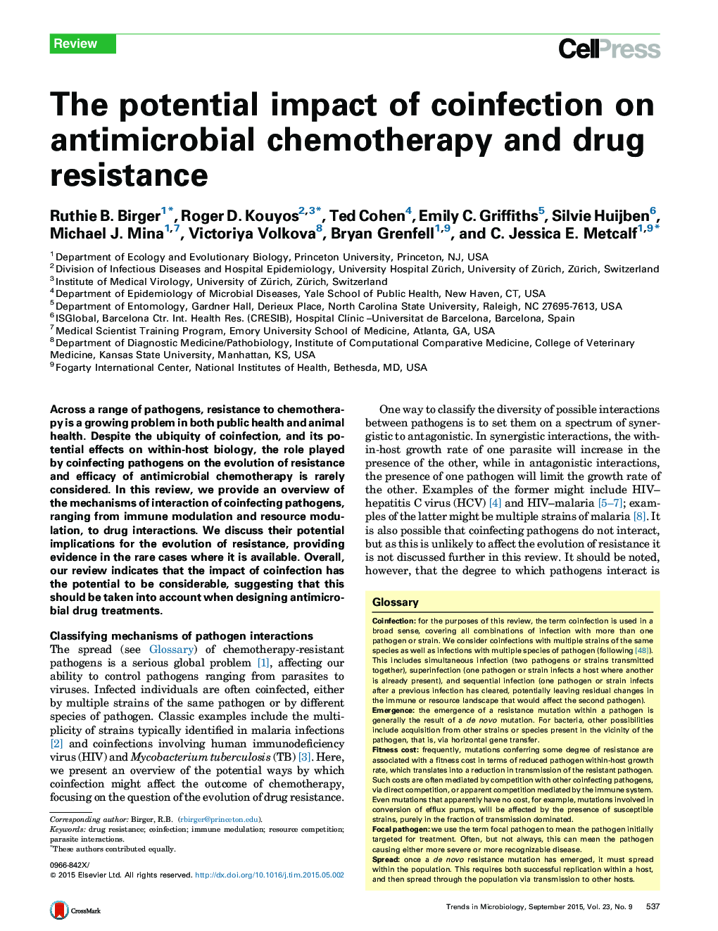 The potential impact of coinfection on antimicrobial chemotherapy and drug resistance