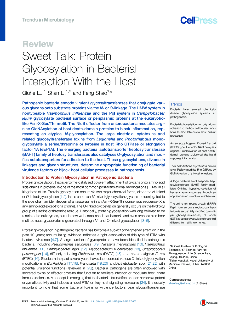 بحث شیرین: گلیکوزیلیت پروتئین در تعامل با باکتری ها با میزبان 
