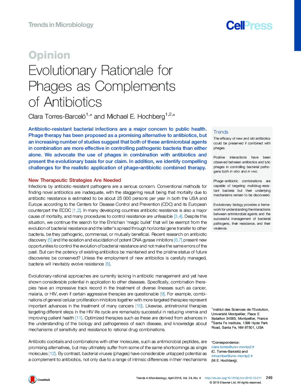 Evolutionary Rationale for Phages as Complements of Antibiotics
