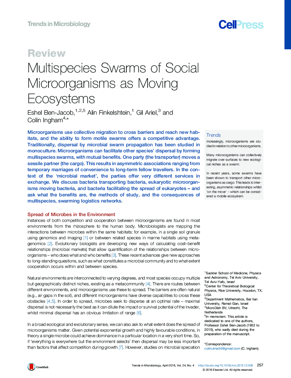 Multispecies Swarms of Social Microorganisms as Moving Ecosystems