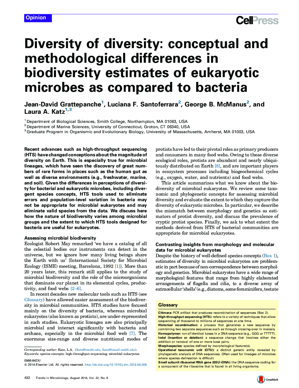 Diversity of diversity: conceptual and methodological differences in biodiversity estimates of eukaryotic microbes as compared to bacteria