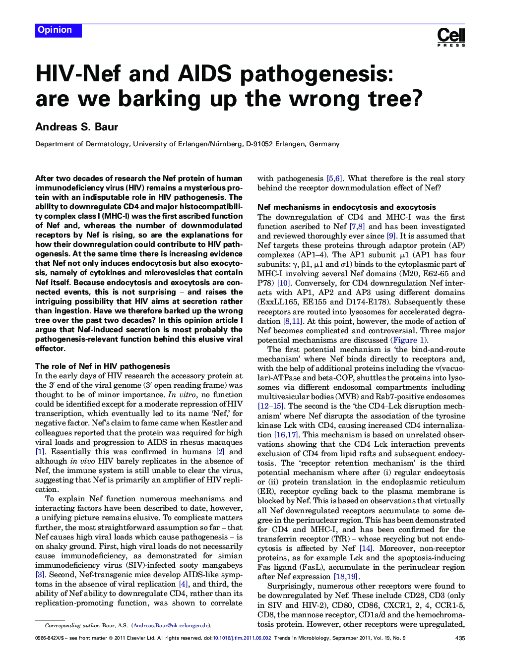 HIV-Nef and AIDS pathogenesis: are we barking up the wrong tree?