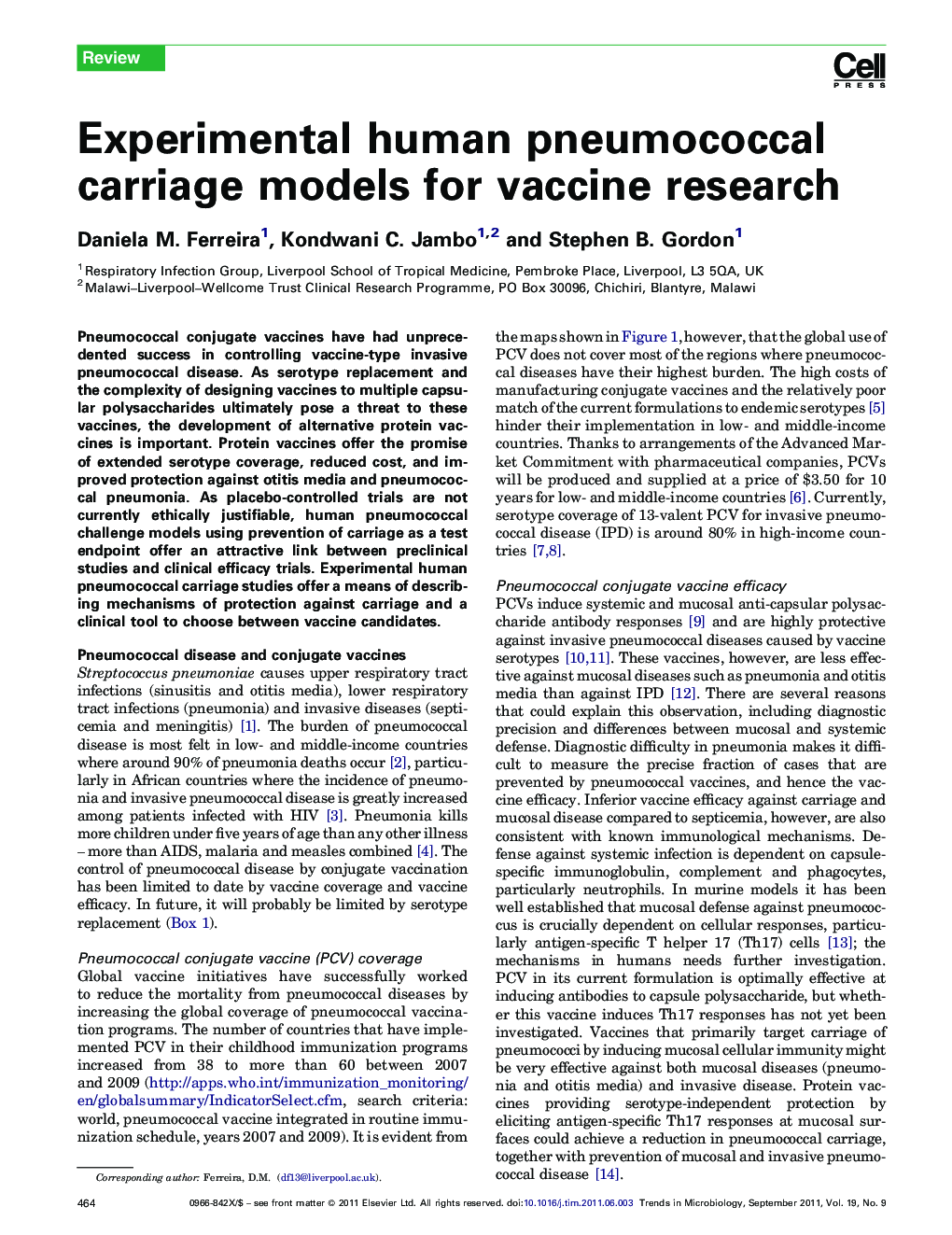Experimental human pneumococcal carriage models for vaccine research