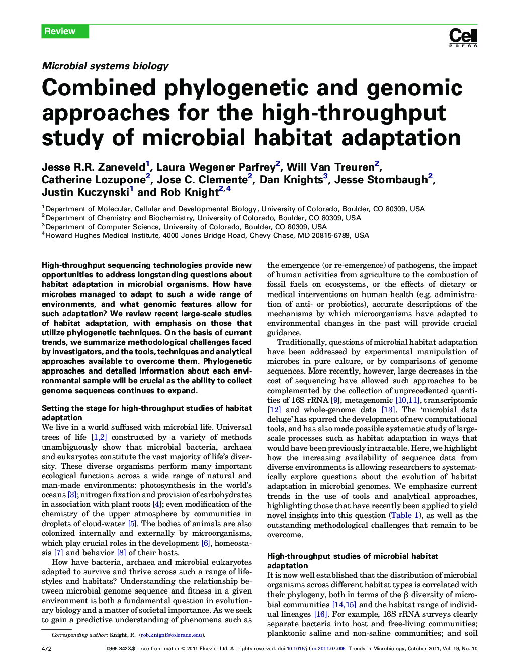 عکس صفحه اول مقاله: Combined phylogenetic and genomic approaches for the high-throughput study of microbial habitat adaptation Combined phylogenetic and genomic approaches for the high-throughput study of microbial habitat adaptation