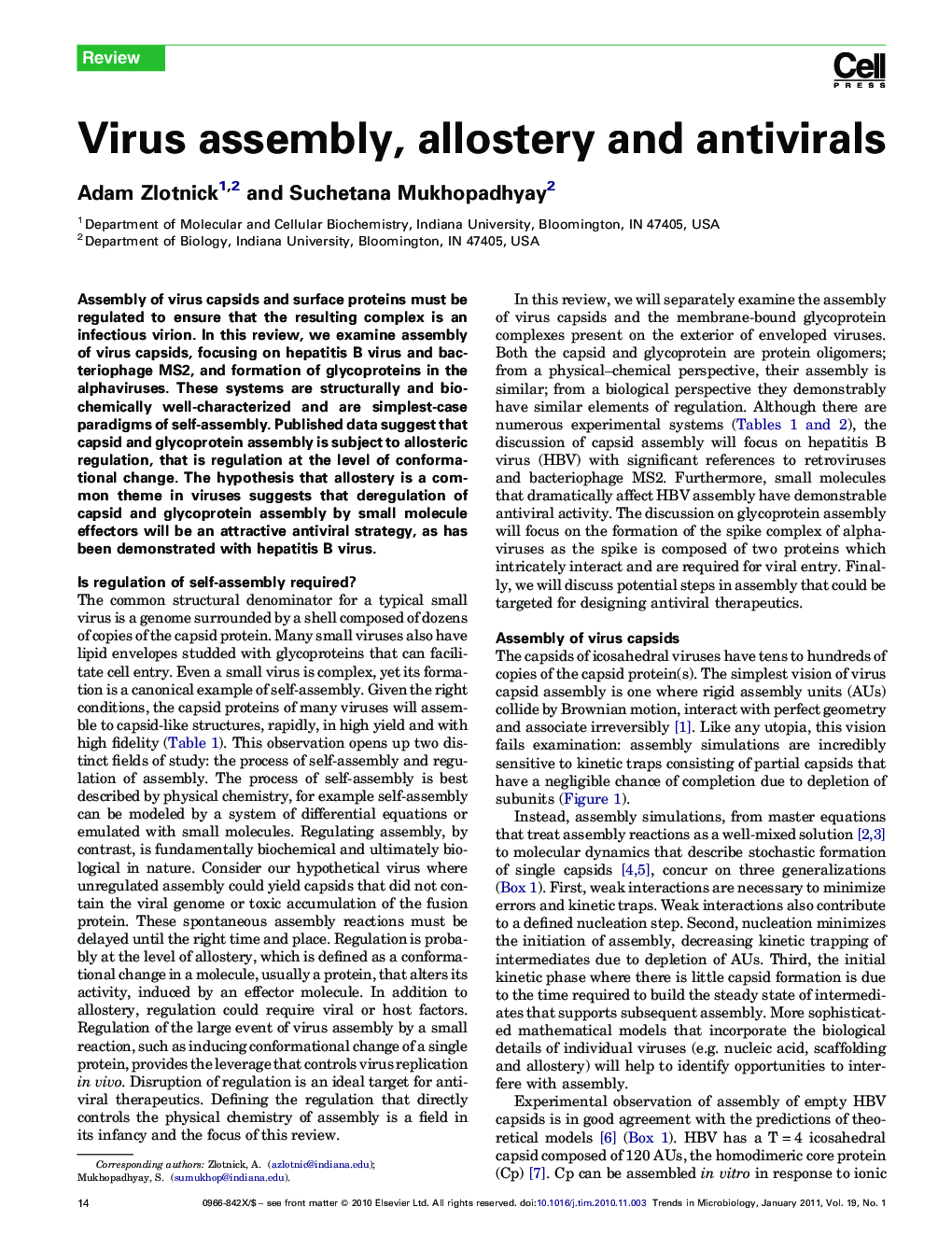 Virus assembly, allostery and antivirals