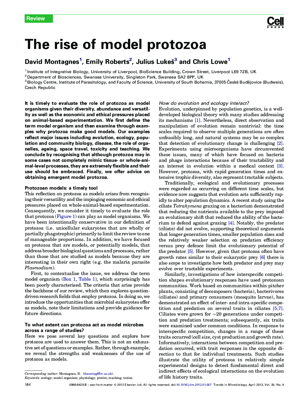 The rise of model protozoa