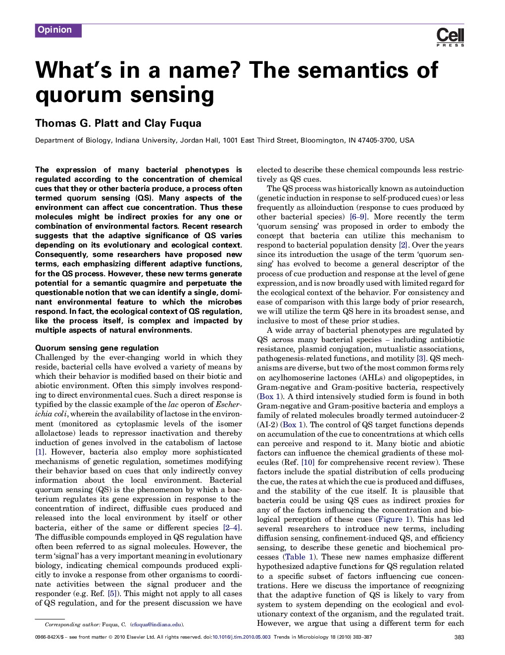 What's in a name? The semantics of quorum sensing