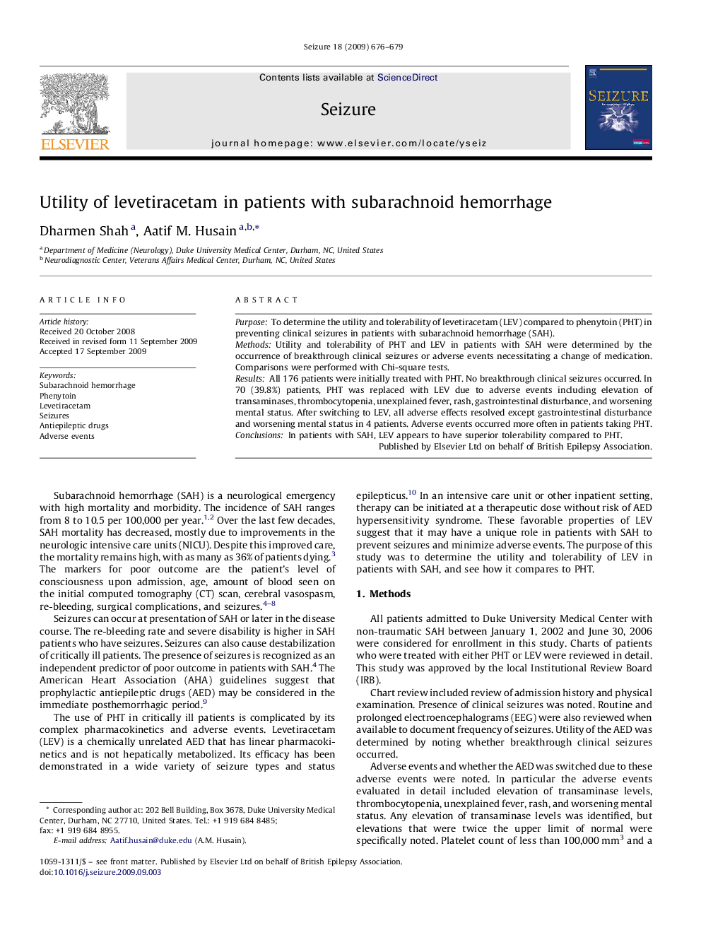 Utility of levetiracetam in patients with subarachnoid hemorrhage