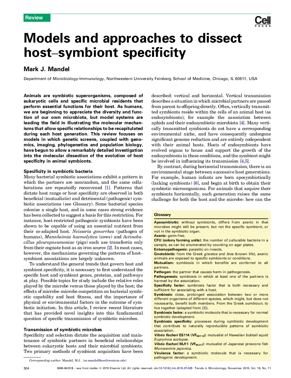Models and approaches to dissect host–symbiont specificity