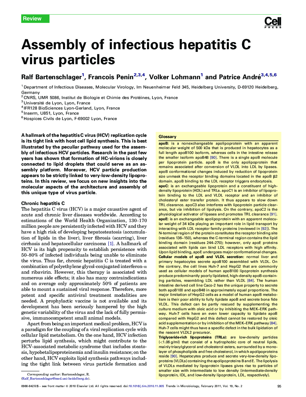Assembly of infectious hepatitis C virus particles