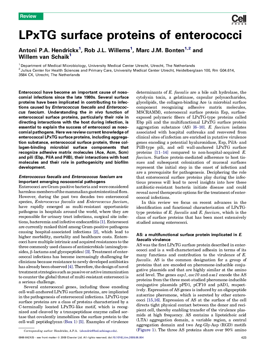 عکس صفحه اول مقاله: LPxTG surface proteins of enterococci LPxTG surface proteins of enterococci