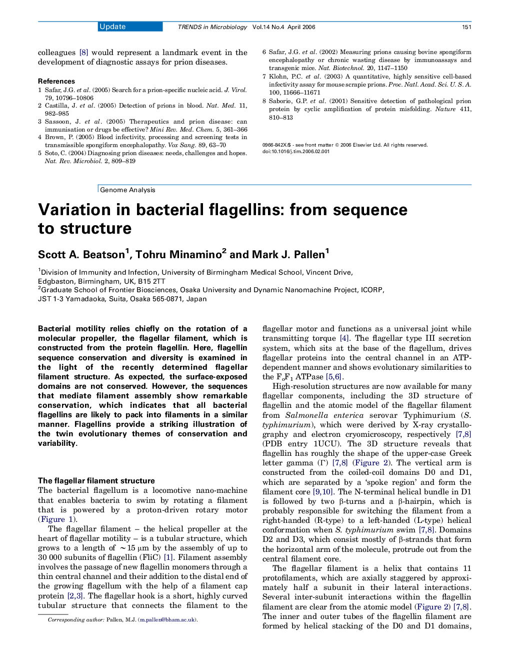 Variation in bacterial flagellins: from sequence to structure
