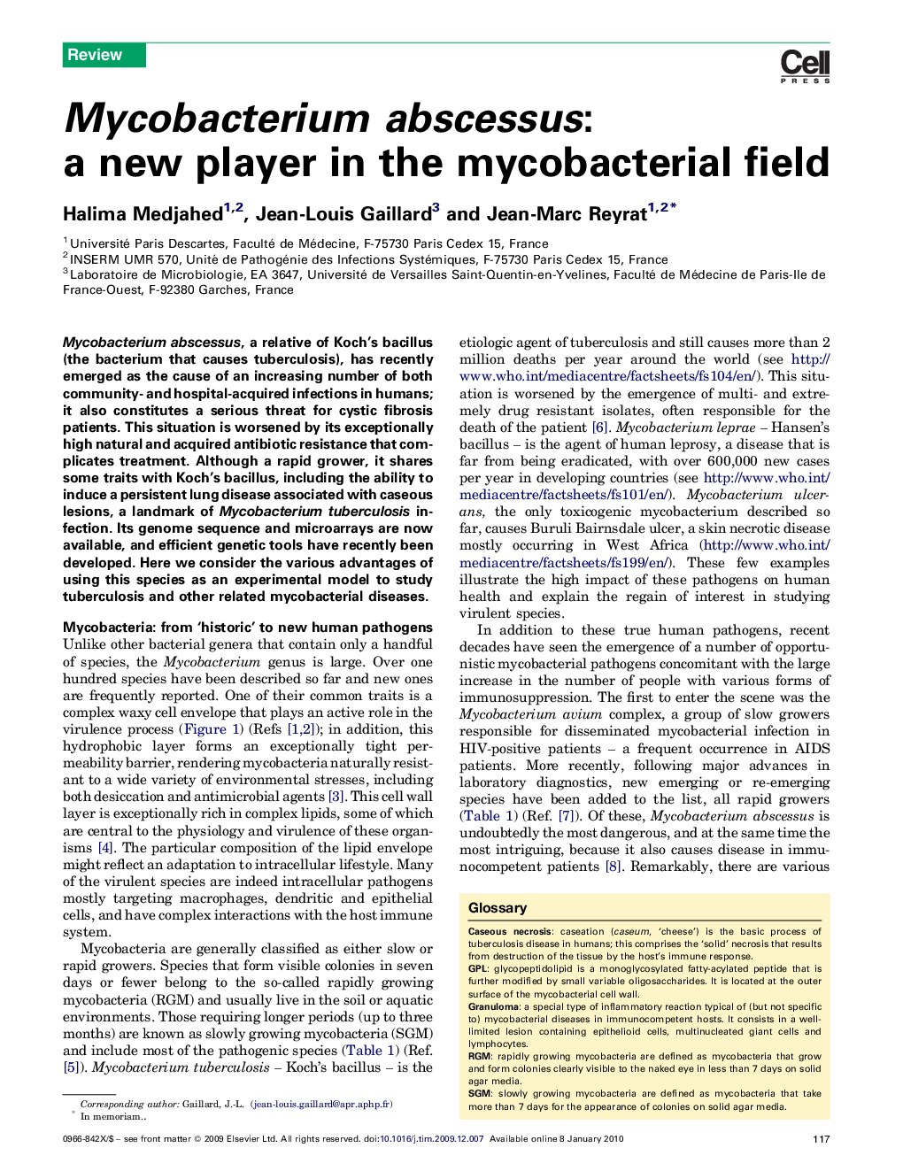 عکس صفحه اول مقاله: Mycobacterium abscessus: a new player in the mycobacterial field Mycobacterium abscessus: a new player in the mycobacterial field
