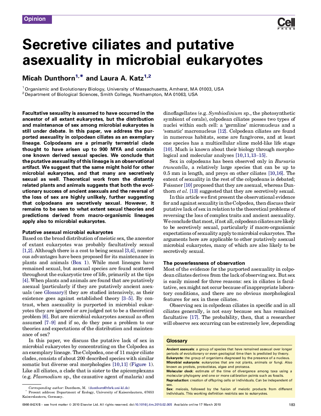 Secretive ciliates and putative asexuality in microbial eukaryotes