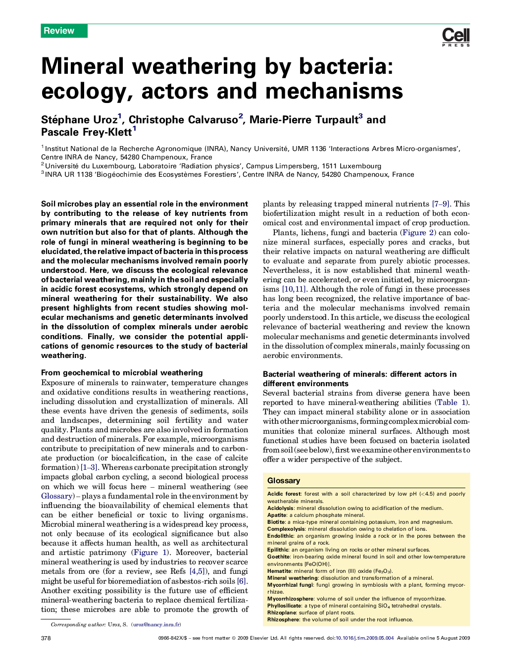 Mineral weathering by bacteria: ecology, actors and mechanisms